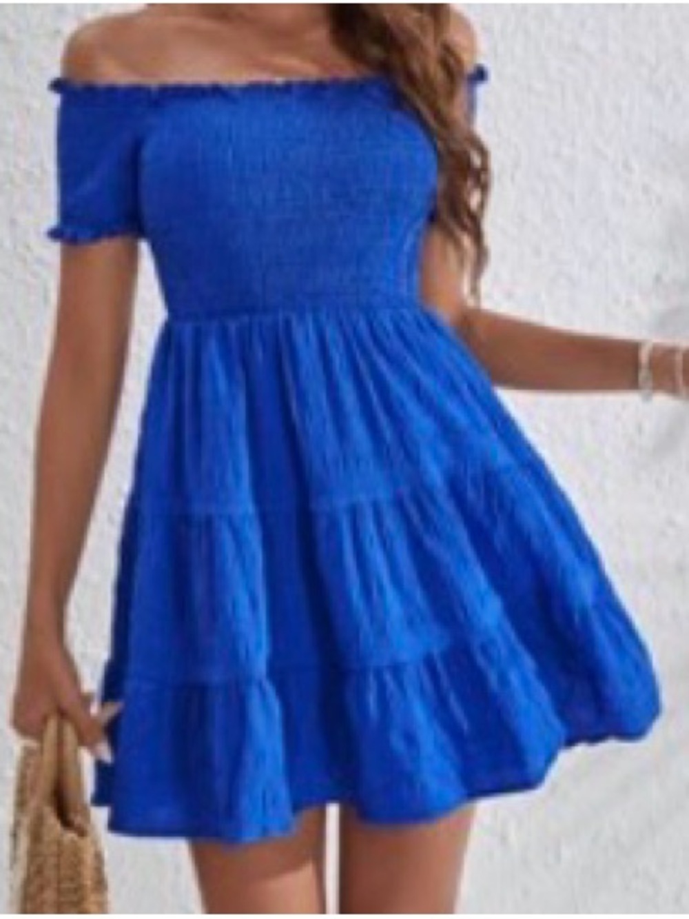 SHEIN Royal Blue One-Shoulder Tiered Summer Dress
